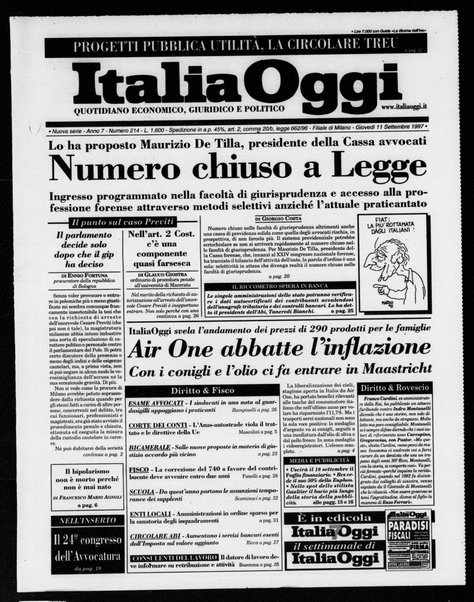 Italia oggi : quotidiano di economia finanza e politica